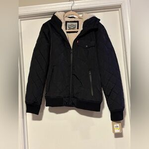 Levi's High Loft Insulation Black Puffer Jacket with Cream Interior